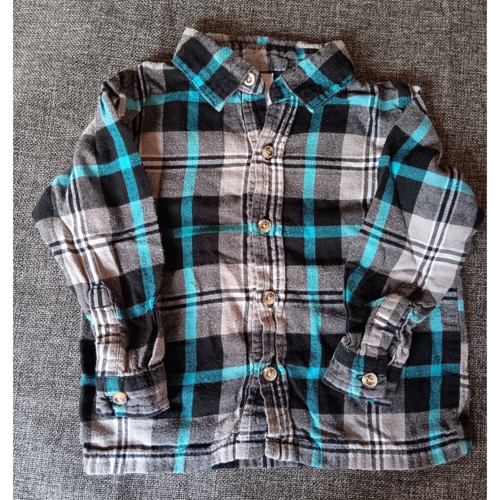 shirt 2T Wonder Kids Boys Flannel Long sleeveBlue Black White Plaid infant Baby
